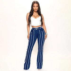 Striped Elastic Jeans