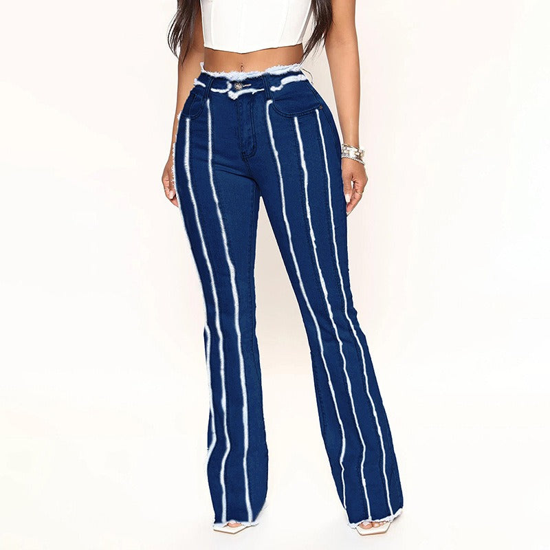 Striped Elastic Jeans